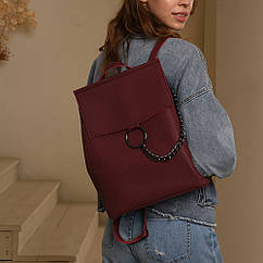 Жіноча сумка рюкзак Welassie трансформер через плече, Міський рюкзак портфель бордового кольору