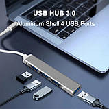 Розгалужувач hub TYPE-C USB 3.0 хаб 4 порти, фото 3