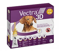 Капли от блох и клеще на на холку для собак Ceva Vectra 3D (Вектра 3D) от 1.5 до 4 кг 3 пипетки