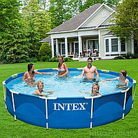 Каркасный бассейн Intex 28210 Metal Frame Pool (366х76см, 6503 л.), синий