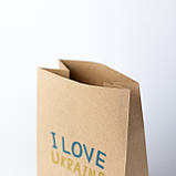 Крафт подарункові пакети 150*90*240 Патріотичні пакети з символікою "З Любов'ю до України" з дном, фото 6