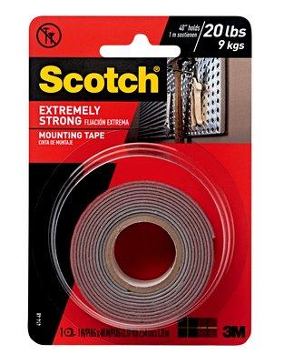 Стрічка двостороння 3M Scotch Extremely Strong Mounting Tape, Всередині/Зовні, 414-48, 25,4 мм x 1,21 м, Чорний