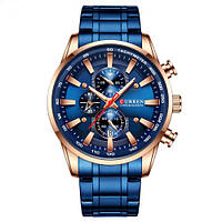 Мужские часы с Хронографом и Секундомером Curren 8351 Blue-Cuprum