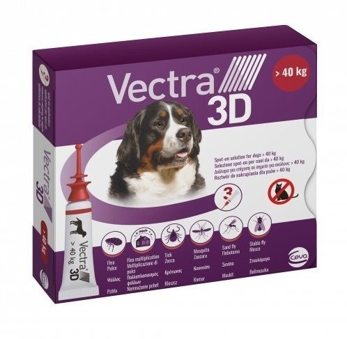 Краплі на холку від кліщів та бліх для собак Ceva Vectra 3D (Вектра 3D) від 40 до 65 кг 1 піпетка
