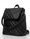 Чорний міський стильний рюкзак жіночий зі штучної шкіри для прогулянок, фото 8