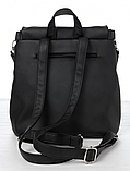Чорний міський стильний рюкзак жіночий зі штучної шкіри для прогулянок, фото 7