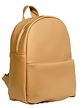 Жіночий молодіжний зручний стильний бежевий рюкзак зі штучної шкіри, фото 2