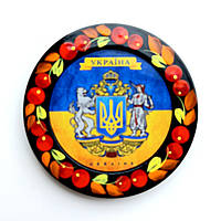 Магнит герб Украины на фоне флага , 82*5 мм