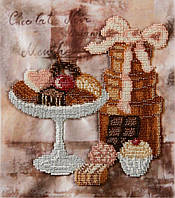 Набор для вышивки бисером " Шоколад " с мороженым конфеты пирожное торт частичная выкладка,Чехия 20x23 см