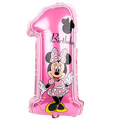 Куля Цифра Мінні Маус "1" (70 см), якісний матеріал