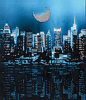 Набір для вишивання бісером Вогні великого міста нічний місто місяць Нью-Йорк часткова викладка, Чехія 28х33 см