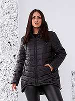 Зимова жіноча куртка-парка, є Батал. Колір чорний.