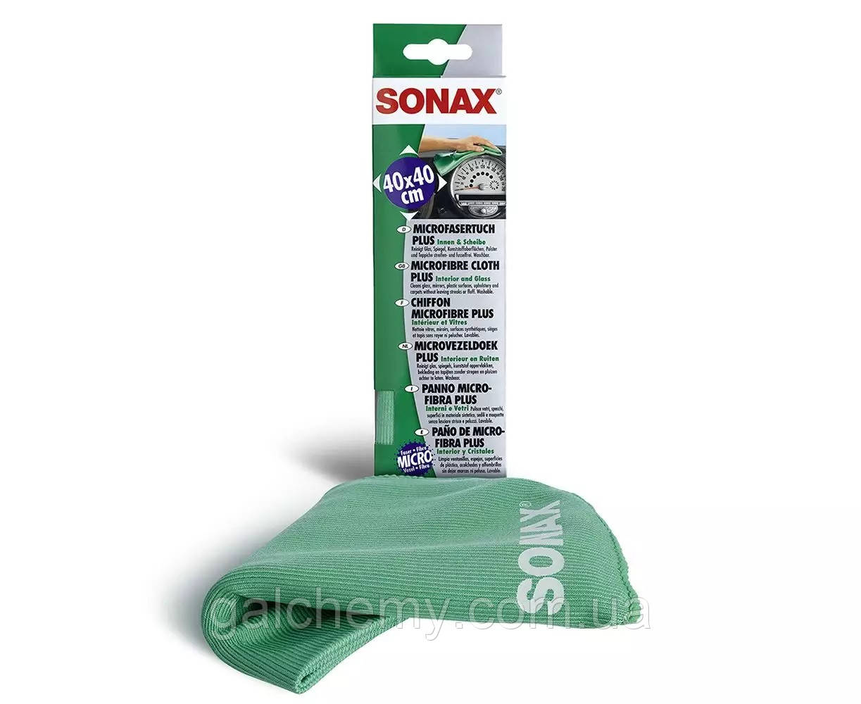 Серветки для салону, пластика, скла 40х40 см Microfibre Cloth Plus ТМ SONAX