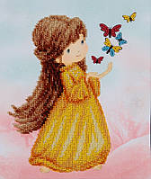 Набір для вишивання бісером Дівчинка з метеликами принцеса маленька дівчинка часткова викладка,Чехія 18х21 см