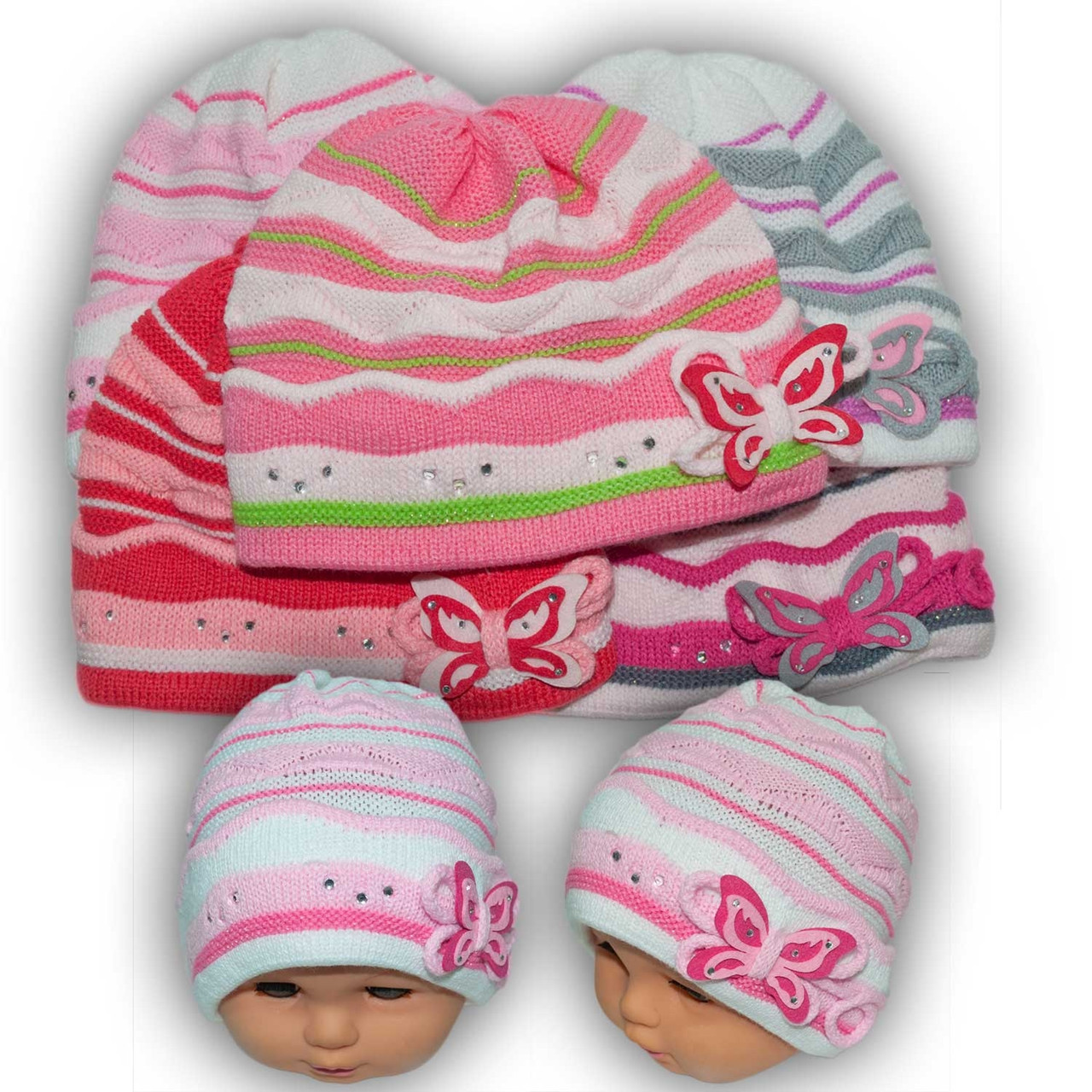 ОПТ Шапочка в'язана для дівчаток, виробник Польща, модель K 325 (5 шт./паковання), фото 1