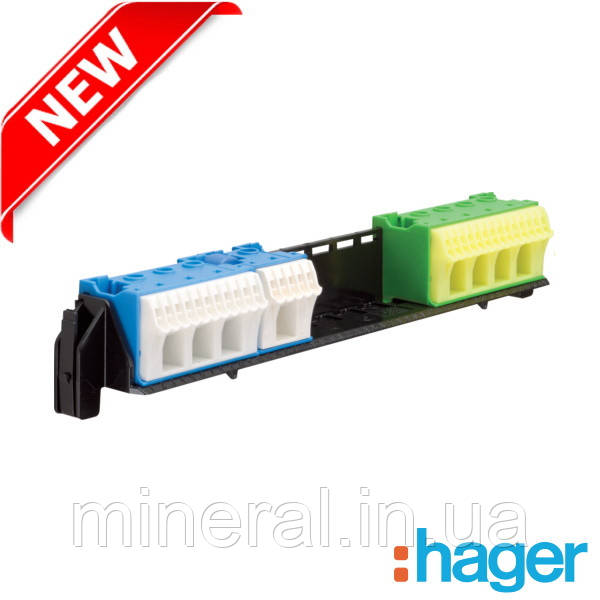 Утримувач з клемами PE/N: 16xN+14xPE / 4xN+4xPE Hager / Для щитів серії Volta,  VU24UA