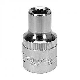 Головка торцева YATO: квадрат 1/2", SPLINE M8 мм, L= 38 мм. CrV