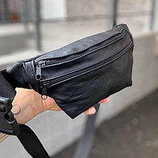 Сумка на пояс із натуральної шкіри чоловіча жіноча сумка бананка на груди стильна компактна, фото 3