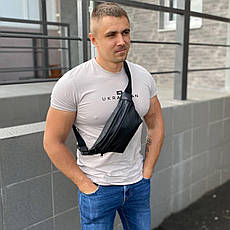 Сумка на пояс із натуральної шкіри чоловіча жіноча сумка бананка на груди стильна компактна, фото 2