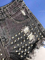 Шорти джинсові жіночі темно-сірі 46-48 з бахромою