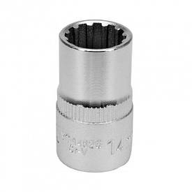 Головка торцева YATO: квадрат 1/2", SPLINE M14 мм, L= 38 мм. CrV