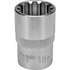 Головка торцева YATO: квадрат 1/2", SPLINE M18 мм, L= 38 мм. CrV