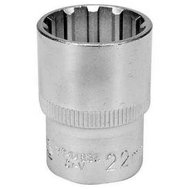 Головка торцева YATO: квадрат 1/2", SPLINE M22 мм, L= 38 мм. CrV