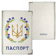 Обкладинка на паспорт Тризуб та волошки (тканина)