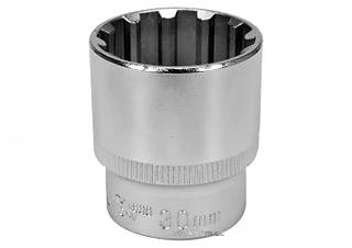 Головка торцева YATO: квадрат 1/2", SPLINE M30 мм, L= 38 мм. CrV
