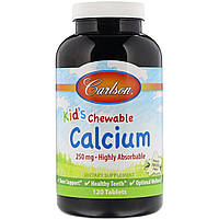 Жевательный Кальций для Детей, вкус ванили, Kid's Chewable Calcium, Carlson, 120 таблеток