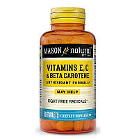 Антиоксидант Вітаміни A, E, C, Vitamin E, C & Beta Carotene, Mason Natural, 60 таблеток
