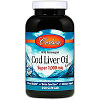 Жир из Печени Норвежской Трески, 1000 мг, Cod Liver Oil, Carlson, 250 гелевых капсул