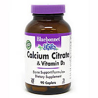 Кальций цитрат + Витамин D3, Bluebonnet Nutrition, 90 каплет