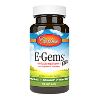 Вітамін E, 400 МО (268 мг), E-Gems Elite, Carlson, 60 желатинових капсул