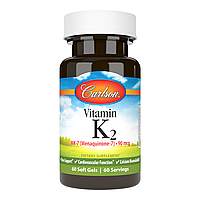 Вітамін K2, MK-7, 90 мкг, Vitamin K2 як MK-7, Carlson, 60 желатинових капсул