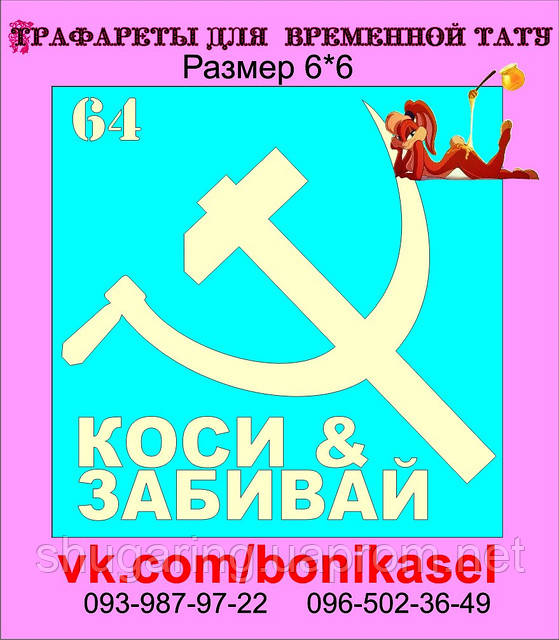 Трафарет для Біо Тату 6*6 64