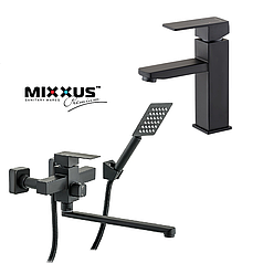 Набір змішувачів для ванної Mixxus KUB 006 чорний + Умивальник Mixxus KUB 001 чорний