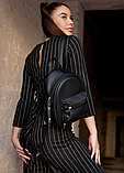 Жіночий повсякденний водовідштовхувальний рюкзак, мелодійний рюкзак зі штучної шкіри, чорний, фото 3