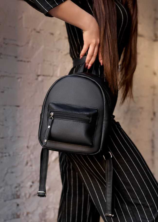 Жіночий повсякденний водовідштовхувальний рюкзак, мелодійний рюкзак зі штучної шкіри, чорний, фото 1