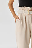 Жіночі класичні штани з поясом — бежевий колір, S (є розміри), фото 4