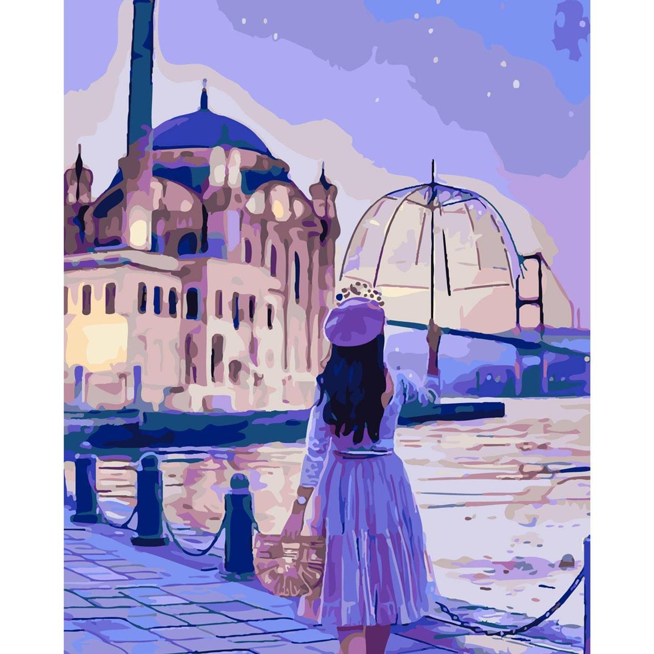 Картина по номерам Strateg Девочка с зонтиком, с лаком и уровнем 40x50см SY6293 - фото 1 - id-p1659715813
