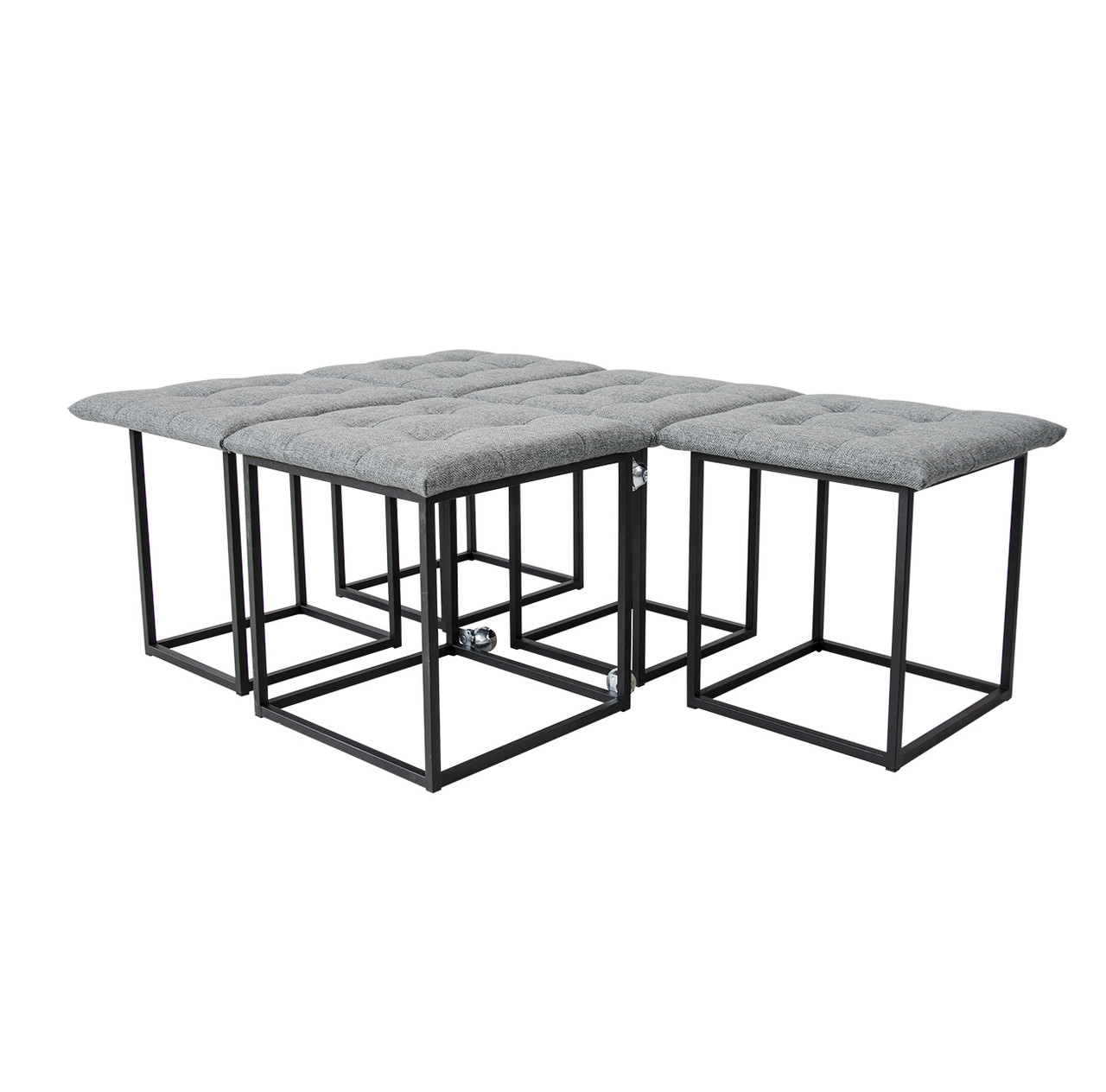 Пуф-табурети Куб 5в1 Vitan м'який на металокаркасі розкладний сірий, фото 1