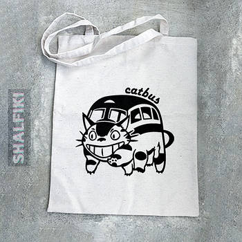 "Котобус (Мій сусід Тоторо / My neighbor Totoro)" еко сумка шопер двонитка з малюнком