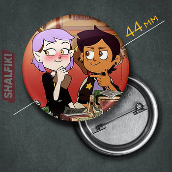 "Луз Носеда і Еміті Блайт (Совиний дім / Owl house)" значок круглий на булавці Ø44 мм