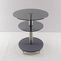 Скляний кавовий стіл круглий Commus Bravo Light425 K gray-gray-nks60, фото 1