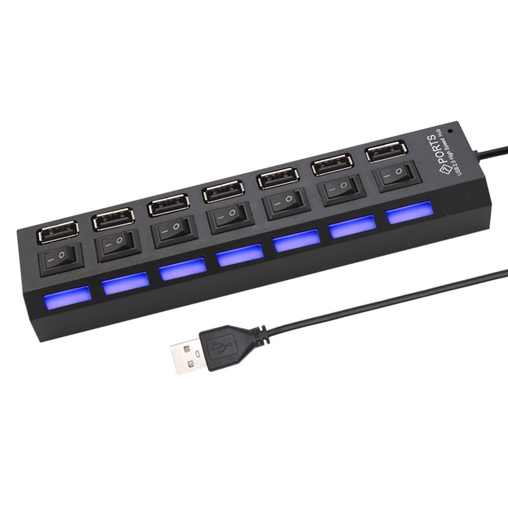 USB Hub 2.0 на 7 портів, підсвічування, індикація роботи 165х35х22 мм. ЮСБ хаб