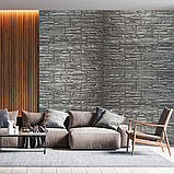 Самоклеюча 3D панель Культурний камінь срібло 700x770x5мм (156), фото 3