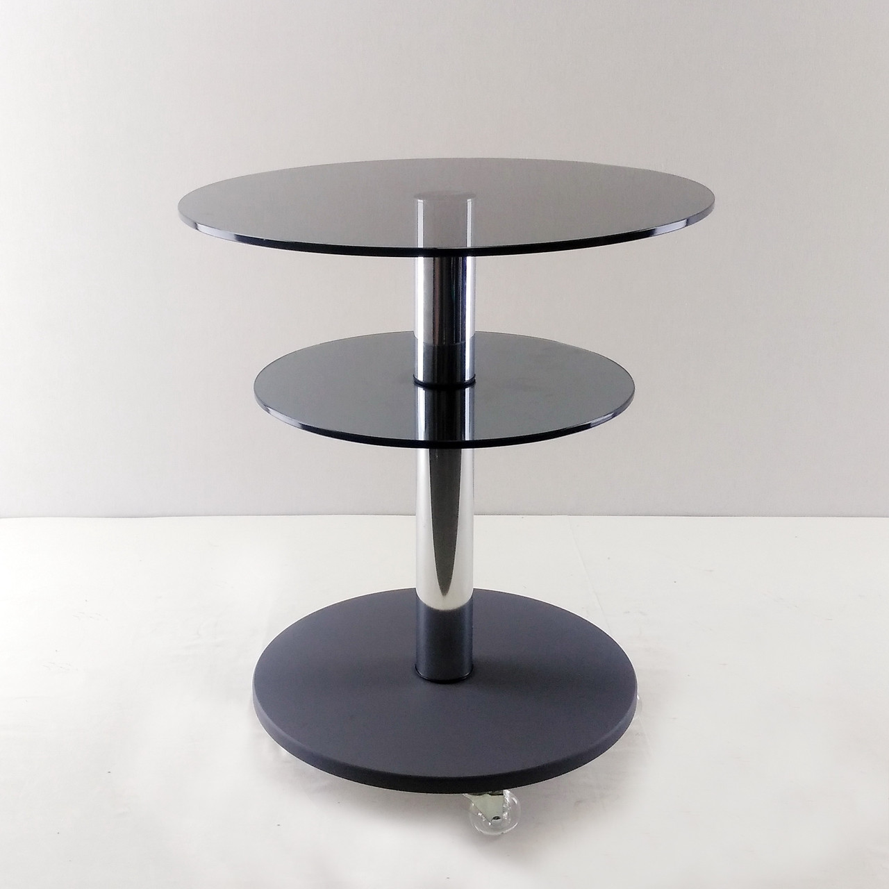 Скляний кавовий стіл круглий Commus Bravo Light425 K gray-gray-chr60