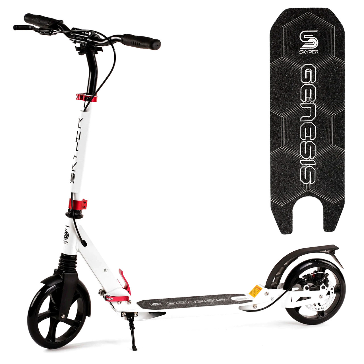 Самокат двухколесный (колеса PU 200мм, 2 амортизатора, дисковый тормоз ...