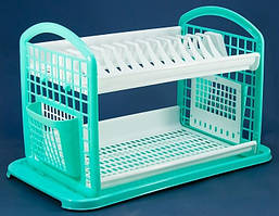 Сушарка для посуду 2-х ярусна Консенсус, бірюза